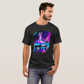 Cool Llama Driving Sports Car In Space Alpaca  Lla T-shirt (Voorkant volledig)