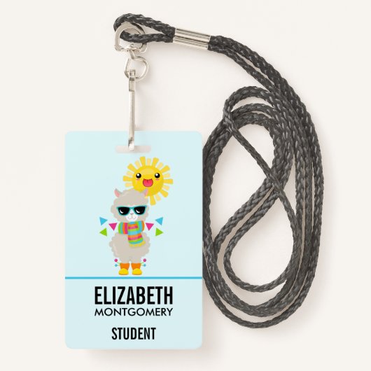 Cool Llama en Smiling Kawaii Sun Badge (Voorkant met draagriem)