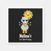 Cool Llama en Smiling Kawaii Sun Birthday Servet (Voorkant)
