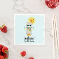 Cool Llama en Smiling Kawaii Sun Birthday