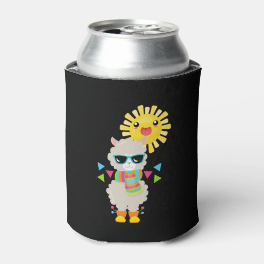 Cool Llama en Smiling Kawaii Sun Blikjeskoeler (Blikje Voorkant)