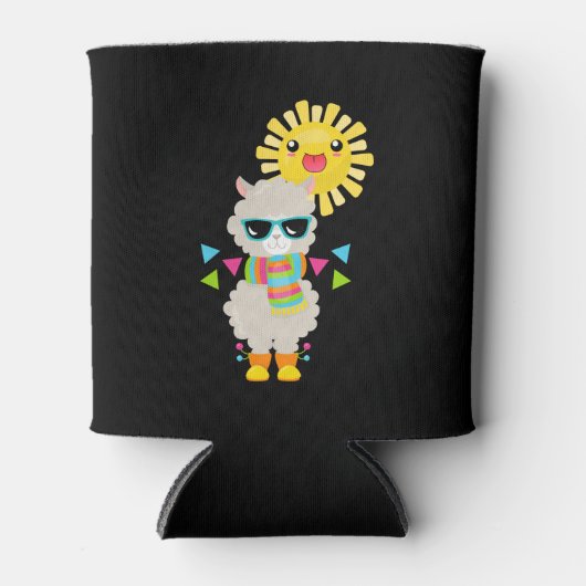 Cool Llama en Smiling Kawaii Sun Blikjeskoeler (Voorkant)