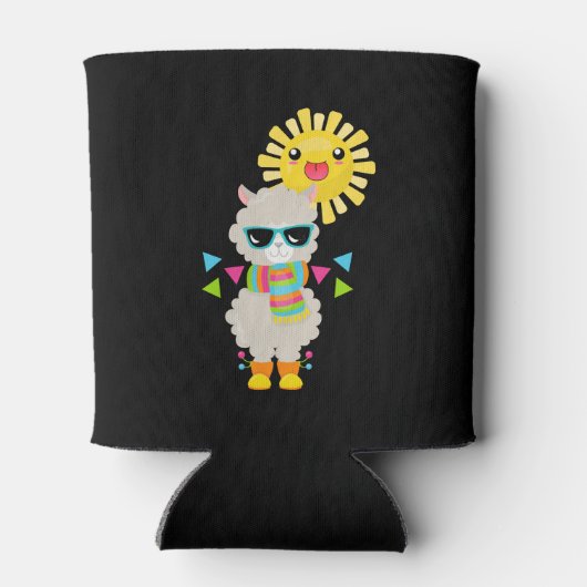 Cool Llama en Smiling Kawaii Sun Blikjeskoeler (Achterkant)