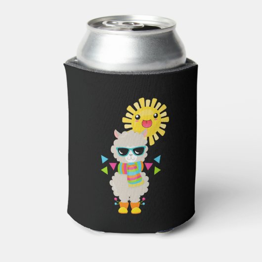 Cool Llama en Smiling Kawaii Sun Blikjeskoeler (Blikje Achterkant)