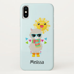 Cool Llama en Smiling Kawaii Sun iPhone X Hoesje