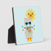 Cool Llama en Smiling Kawaii Sun Fotoplaat (Voorkant)