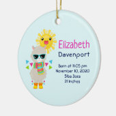 Cool Llama en Smiling Kawaii Sun Keramisch Ornament (Links)