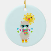 Cool Llama en Smiling Kawaii Sun Keramisch Ornament (Achterkant)