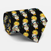 Cool Llama en Smiling Kawaii Sun Pattern Stropdas (Opgerold)