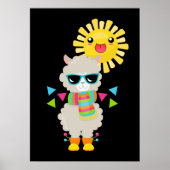 Cool Llama en Smiling Kawaii Sun Poster (Voorkant)