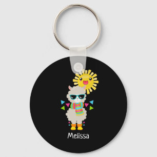 Cool Llama en Smiling Kawaii Sun Sleutelhanger