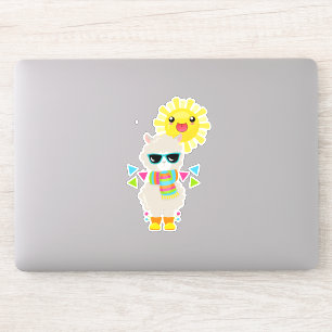 Cool Llama en Smiling Kawaii Sun Sticker