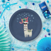 Cool Llama in Santa Hat met Snowflakes kerst Papieren Bordje (Feest)