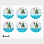 Cool Llama op Silver Bokeh en Icy Blue Kerstmis Ronde Sticker (Vel)