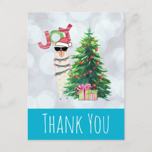 Cool Llama over Silver Bokeh en Icy Blue Dank je Briefkaart