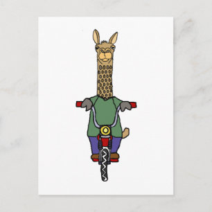 Cool Llama Riding Bicycle Cartoon Briefkaart