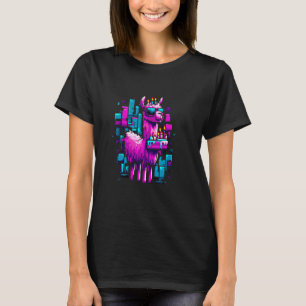 Cool Llama Verjaardag Pixel Art Viering T-shirt