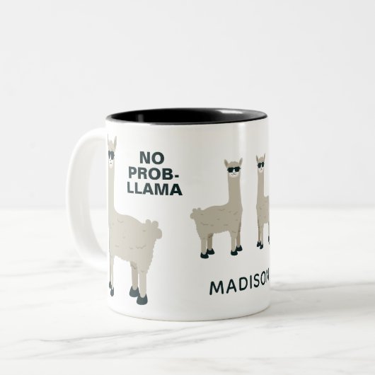 Cool LlamaS aangepaste naam en tekst mokken (Voorkant links)