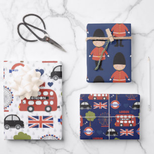 cool London motif partie Envelopper les feuilles d