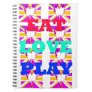 Cool Love Eat Play Heart kleuren Notitieboek