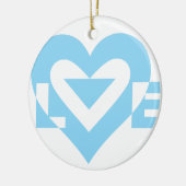 Cool Love Grafisch, Blauw Keramisch Ornament (Links)