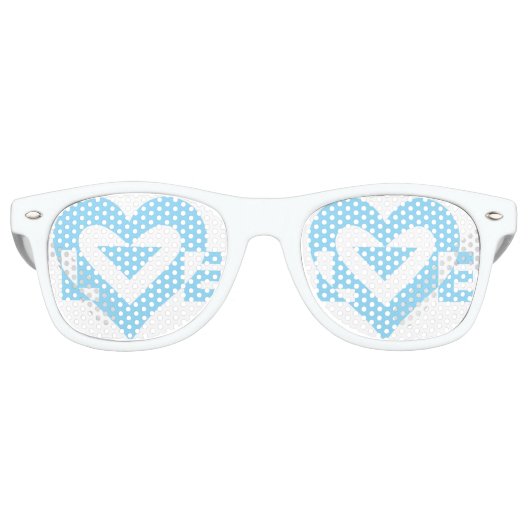 Cool Love Grafisch, Blauw Retro Zonnebril (Voorkant)