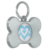 Cool Love Graphic, Blue Huisdieren Naamplaatje (Voorkant Links)
