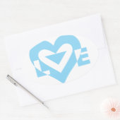 Cool Love Graphic, Blue Ovale Sticker (Envelop)