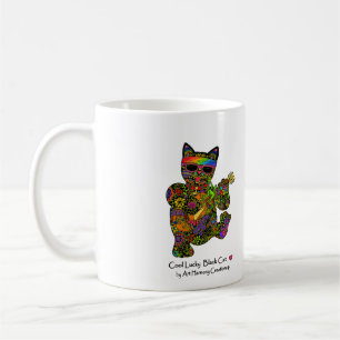 Cool Lucky Black Cat Coffee Mok