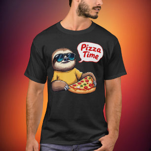Cool luiaard eet pizza met spraakballon Pizza T-shirt