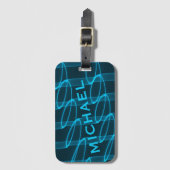 Cool Luminous Blue Wave Pattern, speciaal geperson Bagagelabel (Voorkant (verticaal))