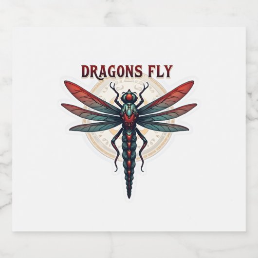 Cool Machined Steampunk Dragonfly - Draken Vliegen Sparkling Wijnetiket (Enkel label)