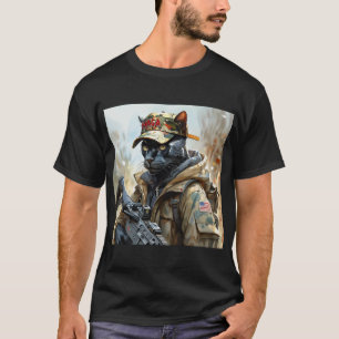 Cool MAGA Cat met Pistool & Camouflage BLACK PANTH T-shirt
