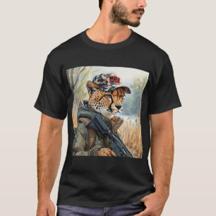 Cool MAGA Cat met Pistool & Camouflage CHEETAH T-shirt