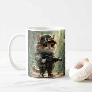 Cool MAGA Cat met Pistool en camouflage Schattige- Koffiemok