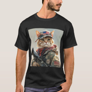 Cool MAGA Cat met Pistool en camouflage Schattige- T-shirt