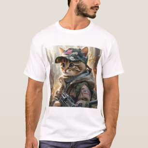 Cool MAGA Cat met Pistool en camouflage Schattige- T-shirt