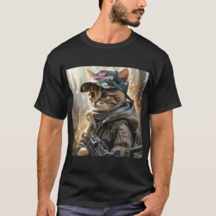 Cool MAGA Cat met Pistool en camouflage Schattige- T-shirt