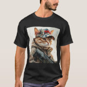 Cool MAGA Cat met Pistool en camouflage Schattige T-shirt (Voorkant)