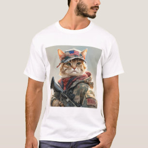 Cool MAGA Cat met Pistool en camouflage Schattige- T-shirt