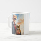 Cool MAGA Cat TRUMP Met een Kat Leuke Zonnebril Koffiemok (Voorkant links)