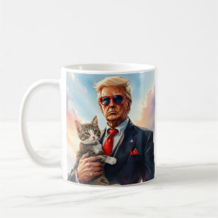 Cool MAGA Cat TRUMP Met een Kat Leuke Zonnebril Koffiemok