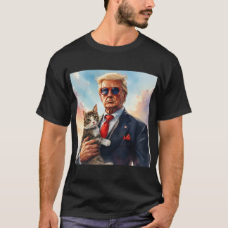 Cool MAGA Cat TRUMP Met een Kat Leuke Zonnebril T-shirt