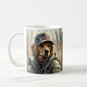 Cool MAGA Dog met Pistool en Camouflage Schattigee Koffiemok