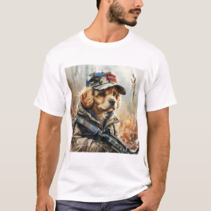 Cool MAGA Dog met Pistool en Camouflage Schattigee T-shirt