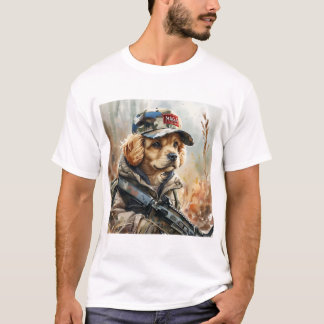 Cool MAGA Dog met Pistool en Camouflage Schattigee T-shirt