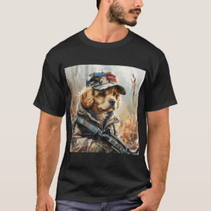 Cool MAGA Dog met Pistool en Camouflage Schattigee T-shirt