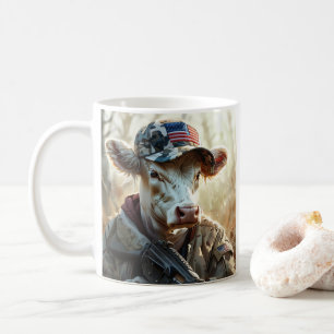 Cool MAGA Koe met Pistool en camouflage Schattige  Koffiemok