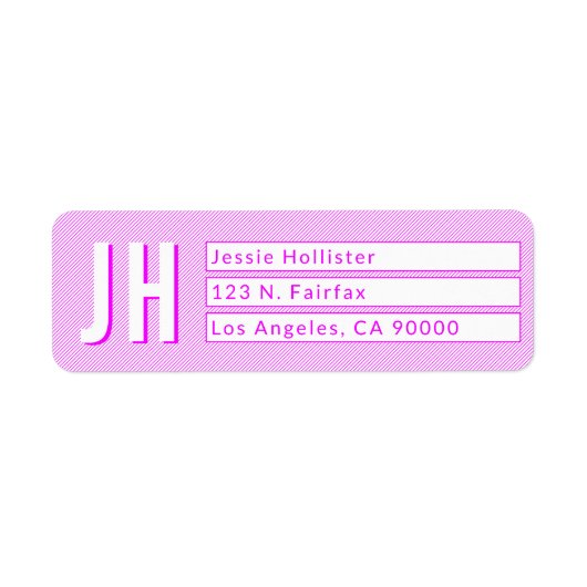 Cool Magenta & White Stripes Return Address Labels (Voorkant)
