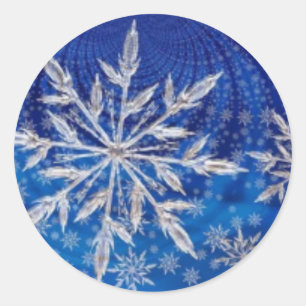 Cool Magnificant Glittering Blue Snowflake Ronde Sticker